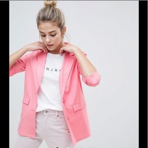 ASOS Daisy Street Longline Blazer in Pinstripe